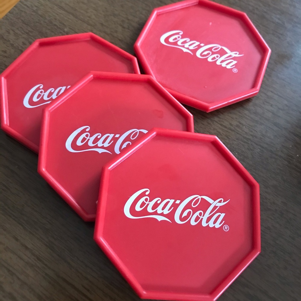 Vintage plastic Coca-Cola coasters
